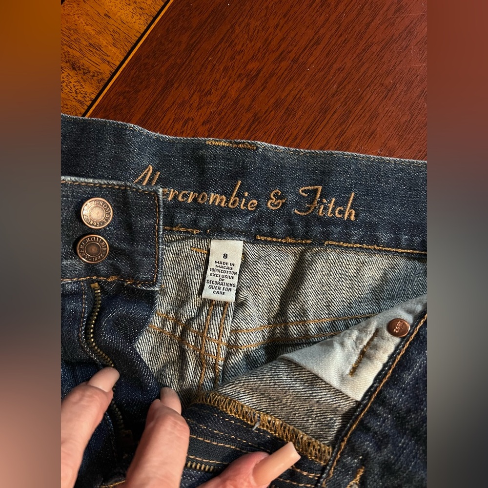 Y2K Abercrombie & Fitch Rhinestone Denim Mini Skirt Size 8 - Picture 7 of 11